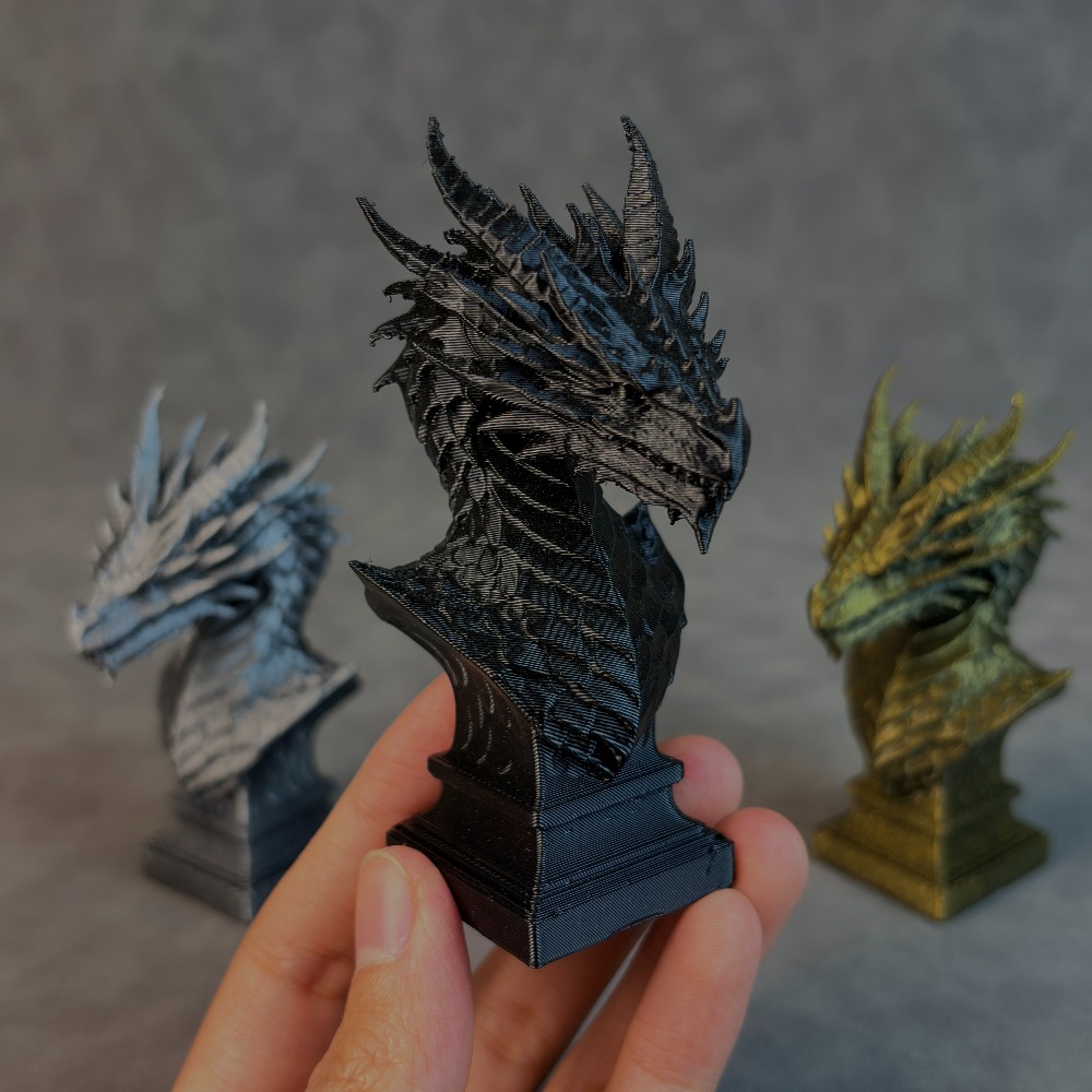 Head Racket Boom - 1-Piece Dragon Head Sculpture in Black