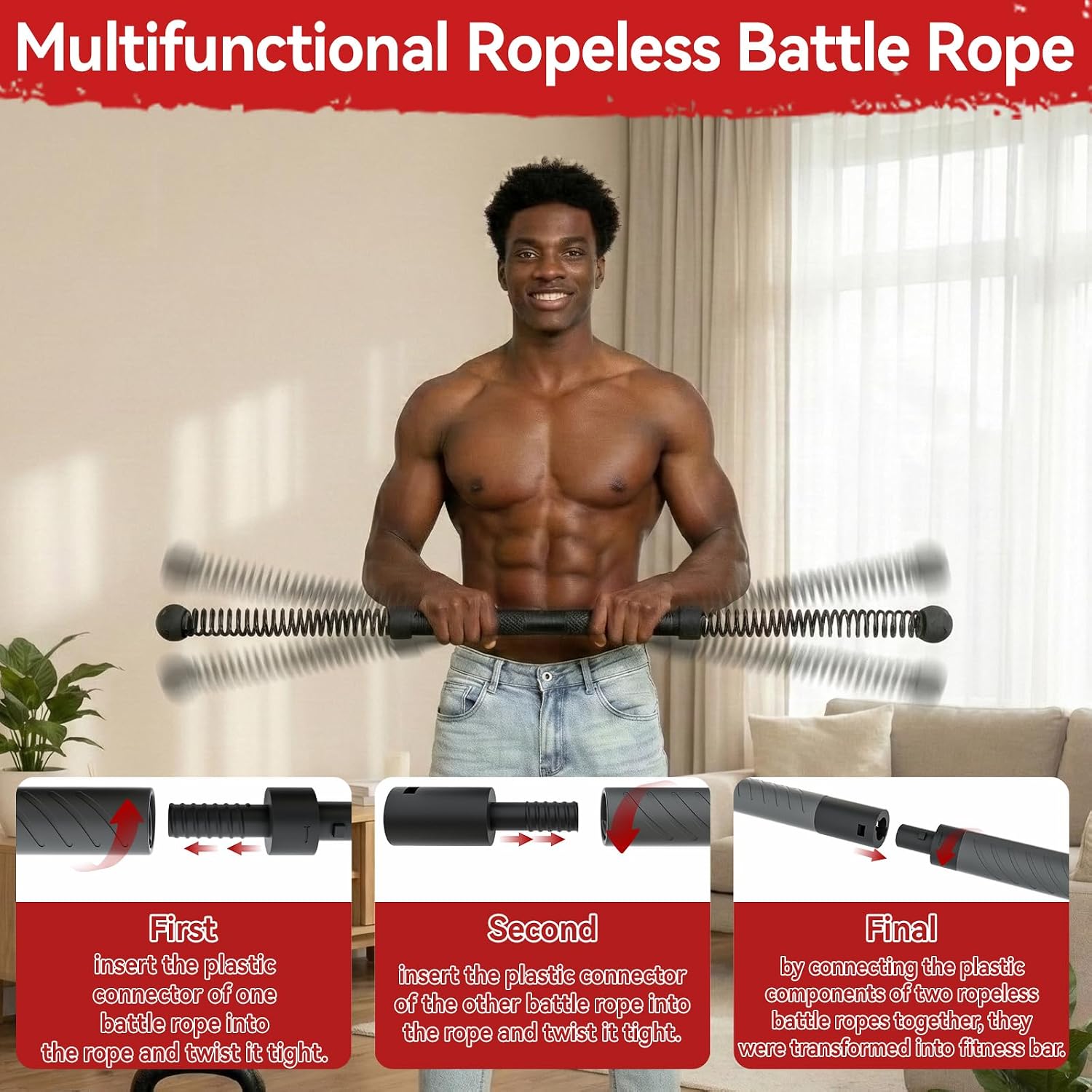 Crossfit Gym - 2-in-1 Upgraded Cordless Battle Rope Power