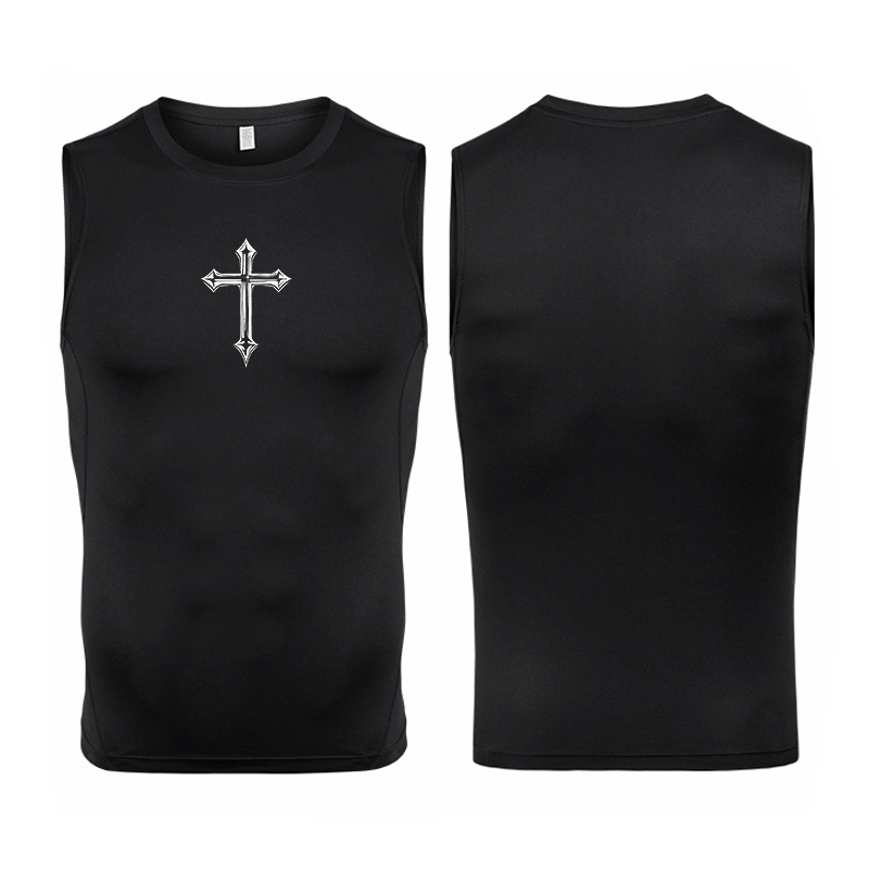 Cross Print Sleeveless Compres - Crossfit Gym review and price