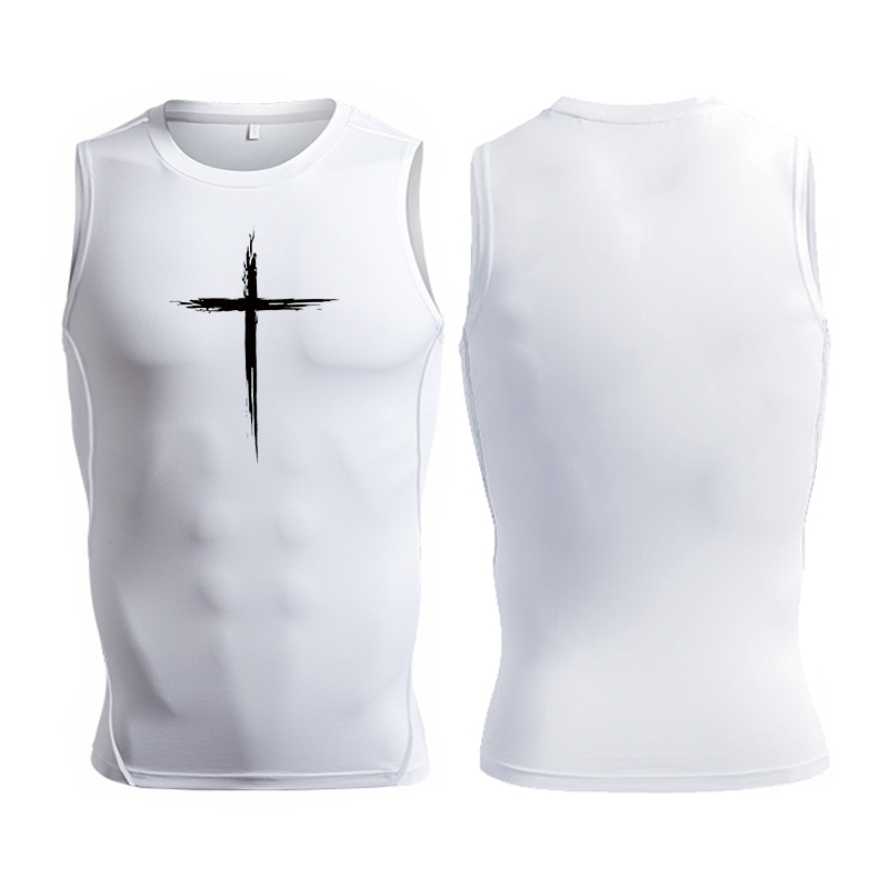 Cross Print Sleeveless Compres - Crossfit Gym review and price