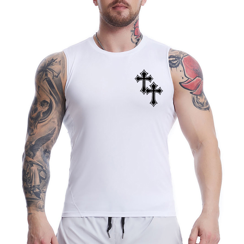 Cross Print Sleeveless Compres - Crossfit Gym review and price